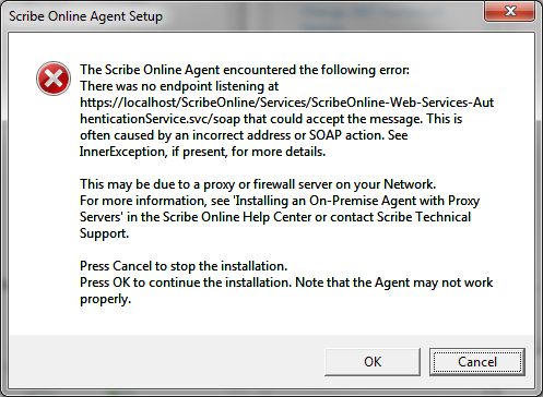 Error during on premise agent installation